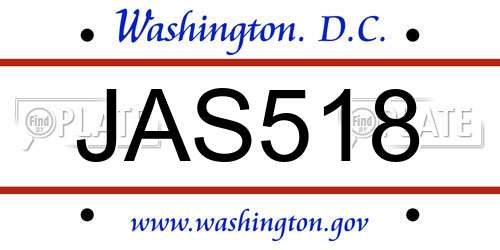 JAS518 District Of Columbia License Plate