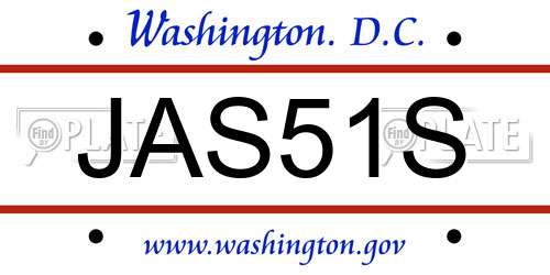 JAS51S District Of Columbia License Plate