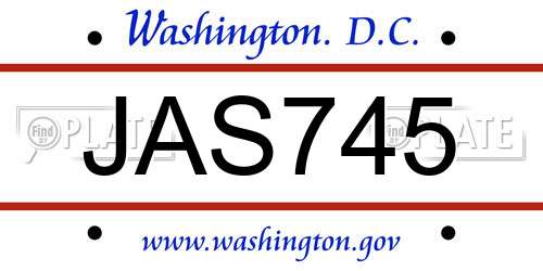 JAS745 District Of Columbia License Plate