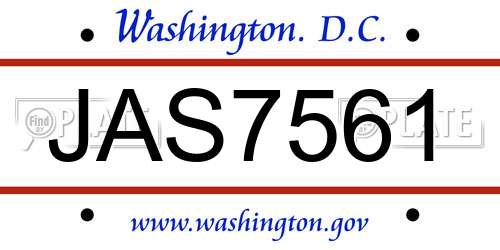 JAS7561 District Of Columbia License Plate