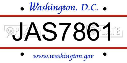 JAS7861 District Of Columbia License Plate