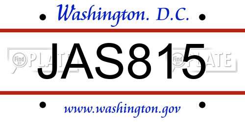 JAS815 District Of Columbia License Plate
