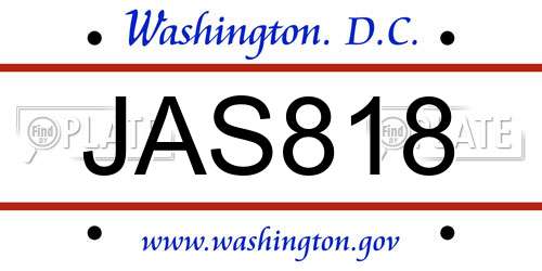 JAS818 District Of Columbia License Plate