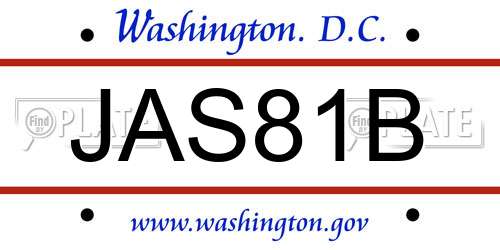 JAS81B District Of Columbia License Plate