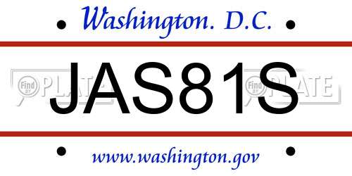 JAS81S District Of Columbia License Plate