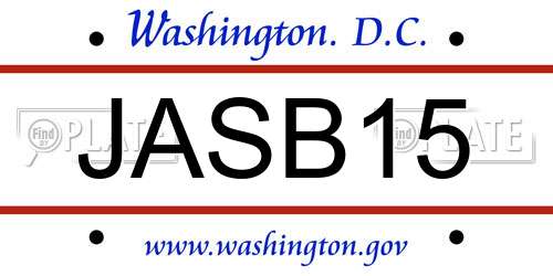 JASB15 District Of Columbia License Plate