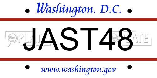 JAST48 District Of Columbia License Plate