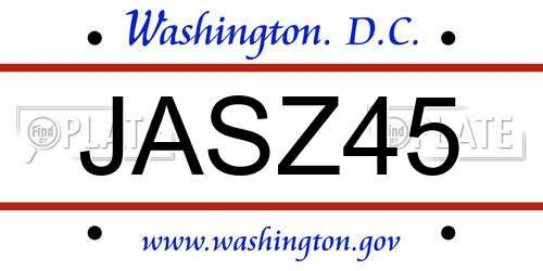 JASZ45 District Of Columbia License Plate