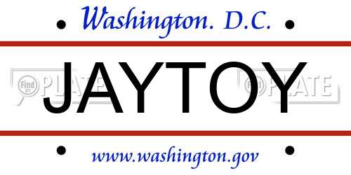 JAYTOY District Of Columbia License Plate