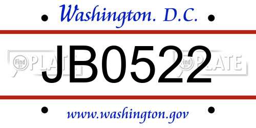 JB0522 District Of Columbia License Plate