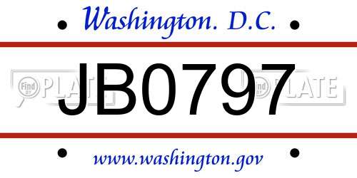 JB0797 District Of Columbia License Plate