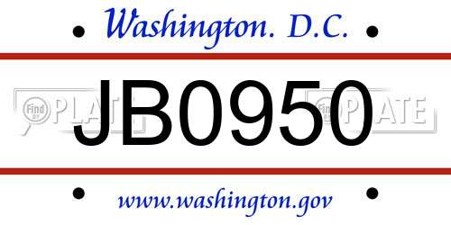 JB0950 District Of Columbia License Plate