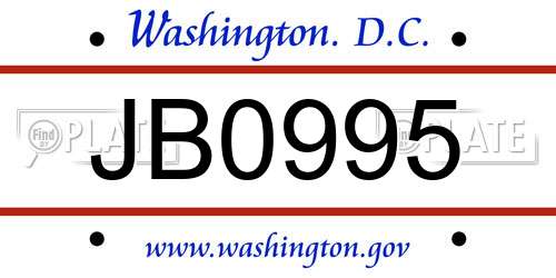 JB0995 District Of Columbia License Plate