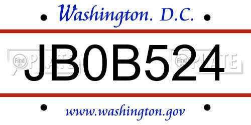 JB0B524 District Of Columbia License Plate