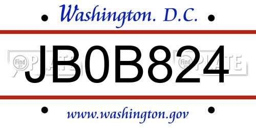 JB0B824 District Of Columbia License Plate