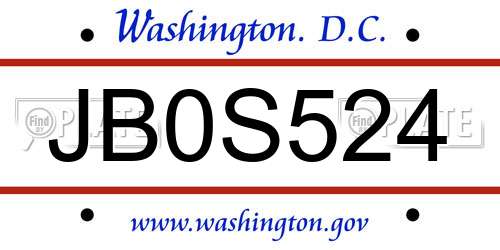 JB0S524 District Of Columbia License Plate
