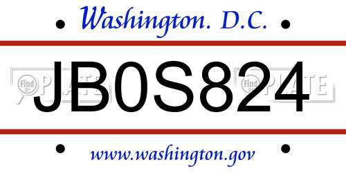 JB0S824 District Of Columbia License Plate