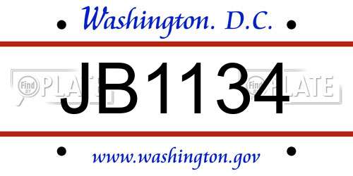 JB1134 District Of Columbia License Plate