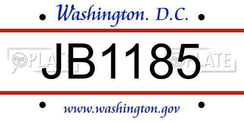 JB1185 District Of Columbia License Plate