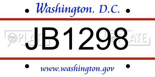 JB1298 District Of Columbia License Plate