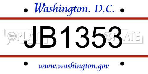 JB1353 District Of Columbia License Plate