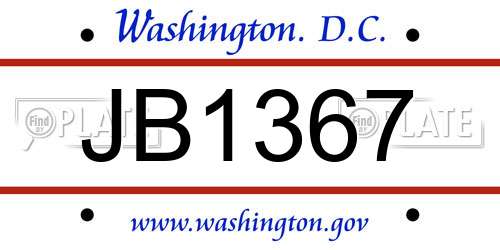 JB1367 District Of Columbia License Plate