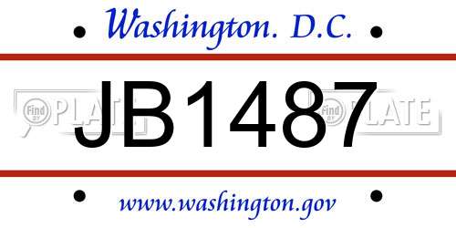 JB1487 District Of Columbia License Plate