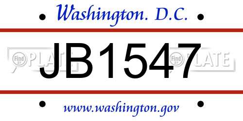 JB1547 District Of Columbia License Plate