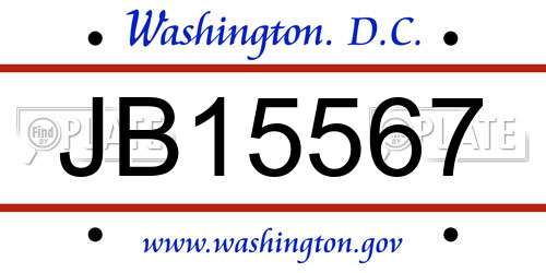 JB15567 District Of Columbia License Plate
