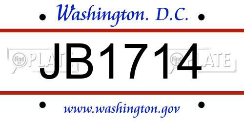 JB1714 District Of Columbia License Plate