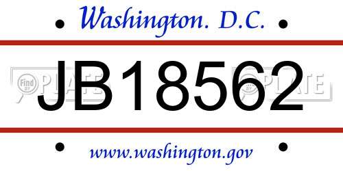JB18562 District Of Columbia License Plate