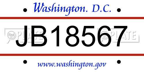 JB18567 District Of Columbia License Plate