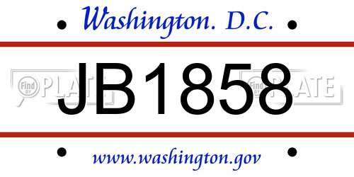 JB1858 District Of Columbia License Plate