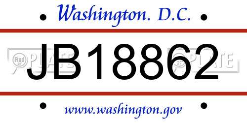 JB18862 District Of Columbia License Plate