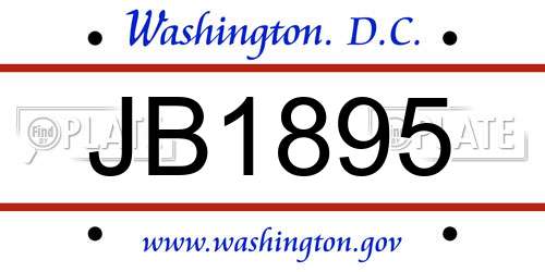 JB1895 District Of Columbia License Plate