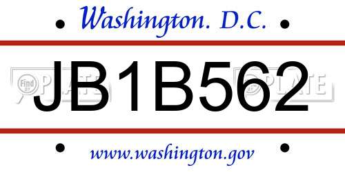 JB1B562 District Of Columbia License Plate