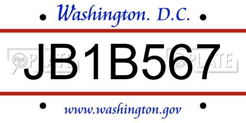 JB1B567 District Of Columbia License Plate