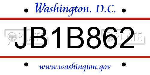 JB1B862 District Of Columbia License Plate