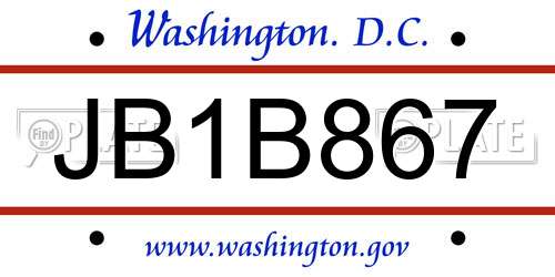 JB1B867 District Of Columbia License Plate