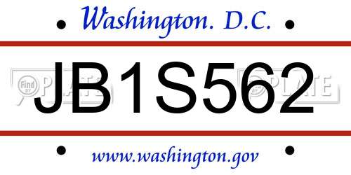 JB1S562 District Of Columbia License Plate