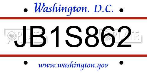 JB1S862 District Of Columbia License Plate