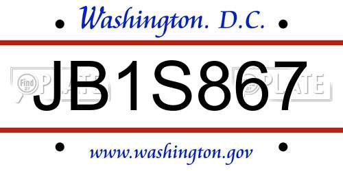 JB1S867 District Of Columbia License Plate