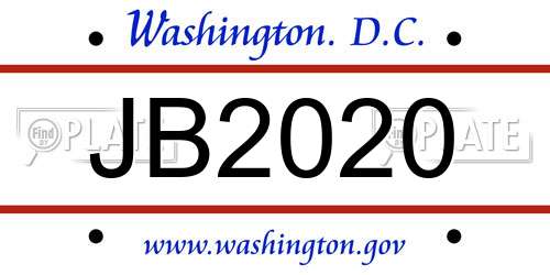 JB2020 District Of Columbia License Plate