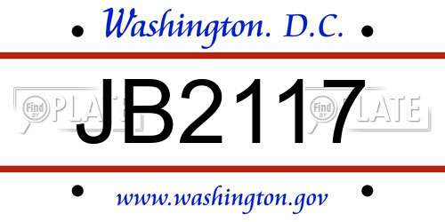 JB2117 District Of Columbia License Plate