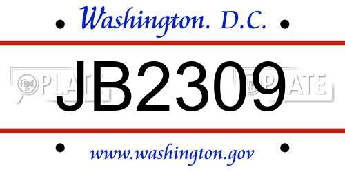 JB2309 District Of Columbia License Plate