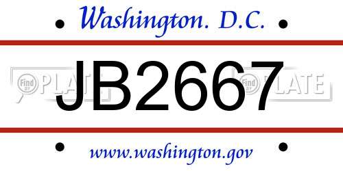 JB2667 District Of Columbia License Plate