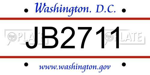 JB2711 District Of Columbia License Plate