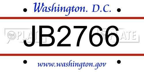 JB2766 District Of Columbia License Plate