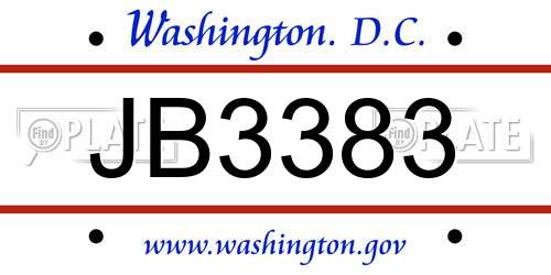 JB3383 District Of Columbia License Plate