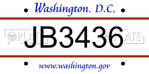 JB3436 District Of Columbia License Plate